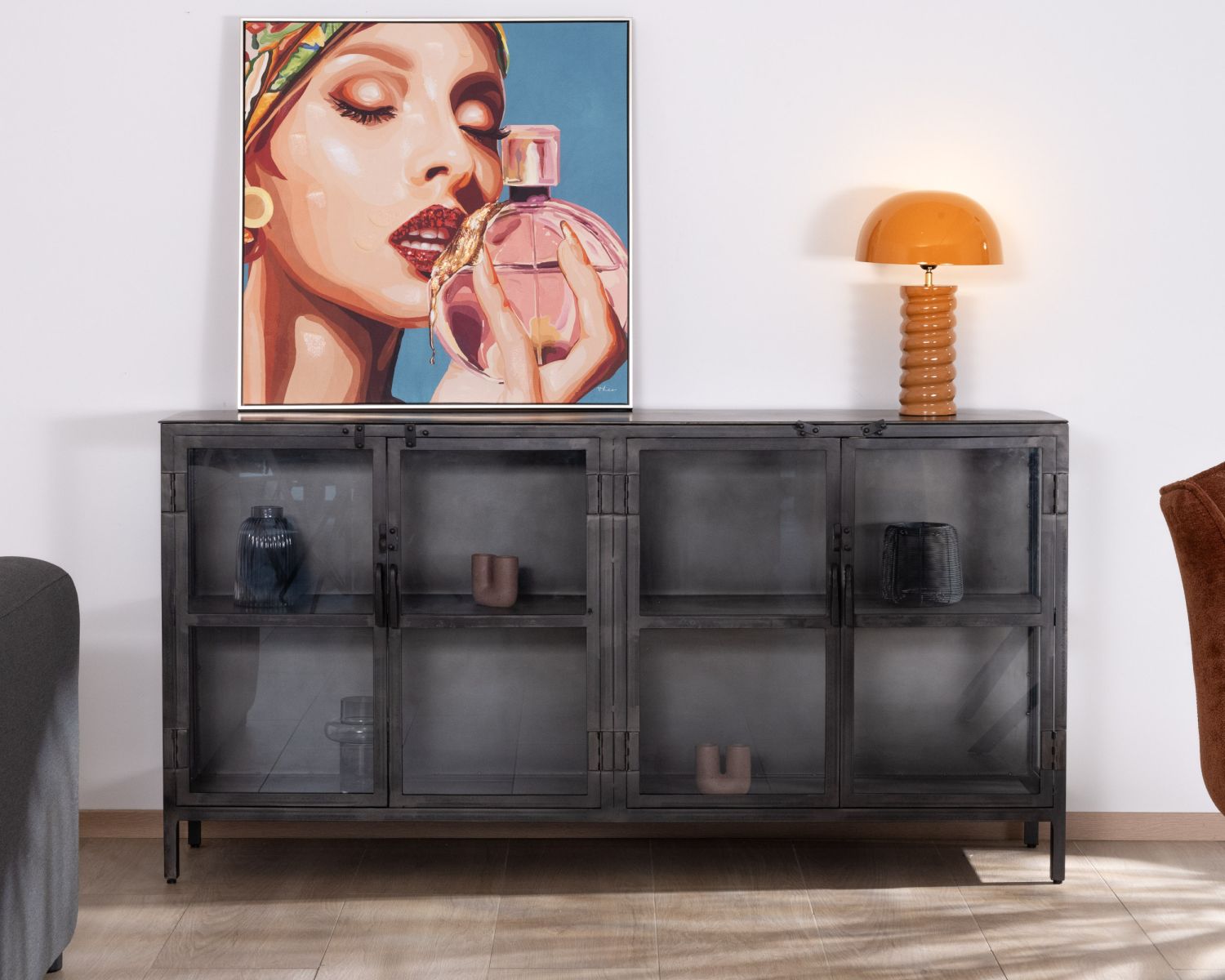 Credenza in metallo smaltato "Black Cook" a 4 ante