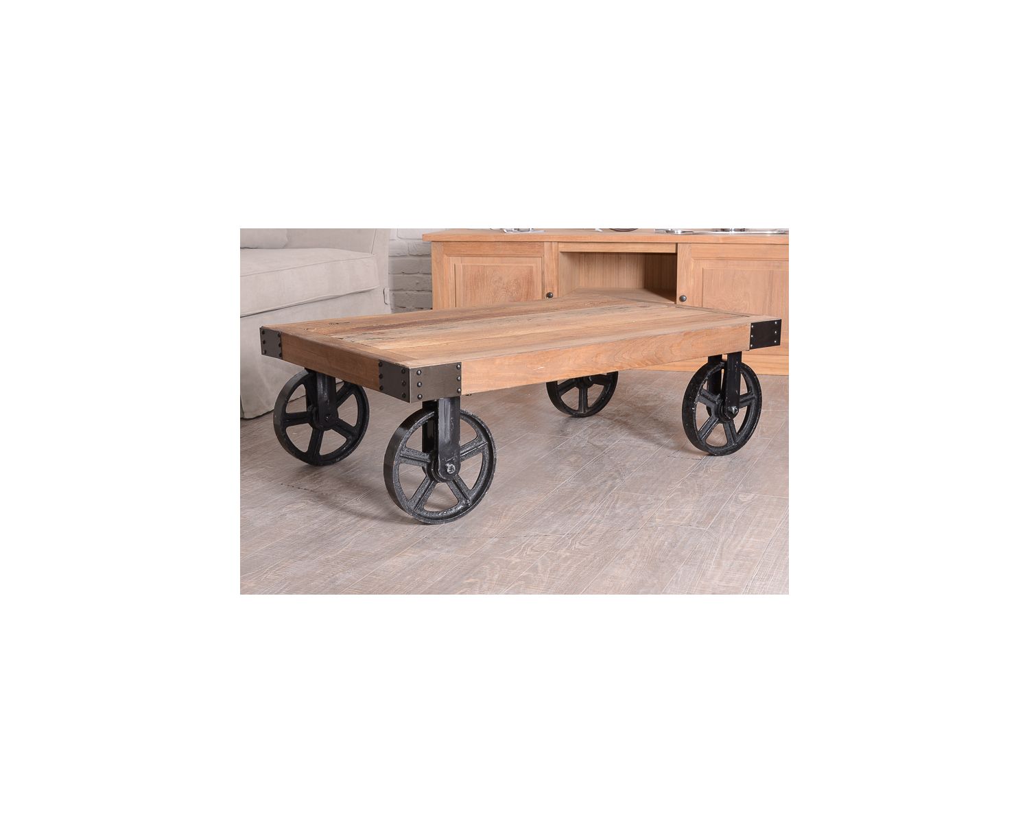 Tavolino in stile Usine su rotelle
