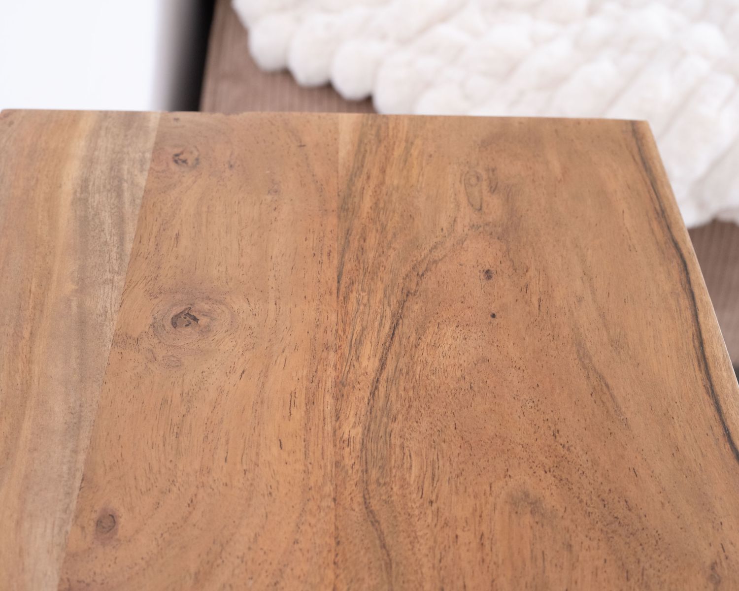 Ripiano in acacia con scomparto "Conoa" con apertura a persiana