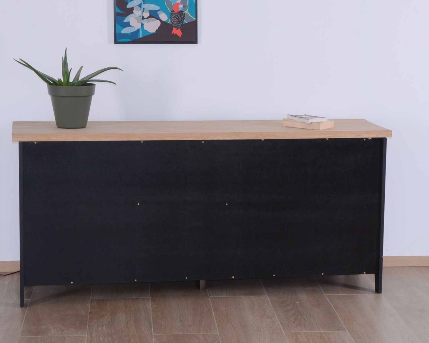 Grande credenza bicolore in stile loft "Ashland" in legno massiccio e metallo