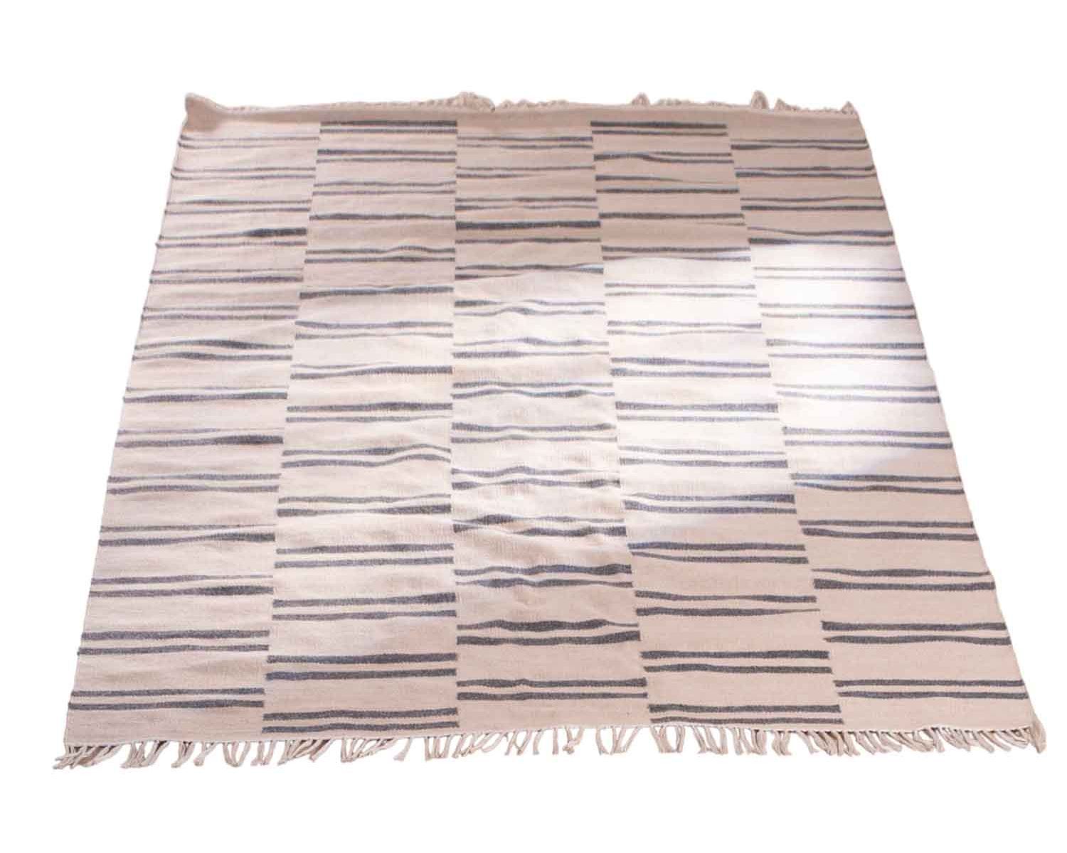 Tappeto "etnico" a righe bianche e blu di grandi dimensioni 200x300cm