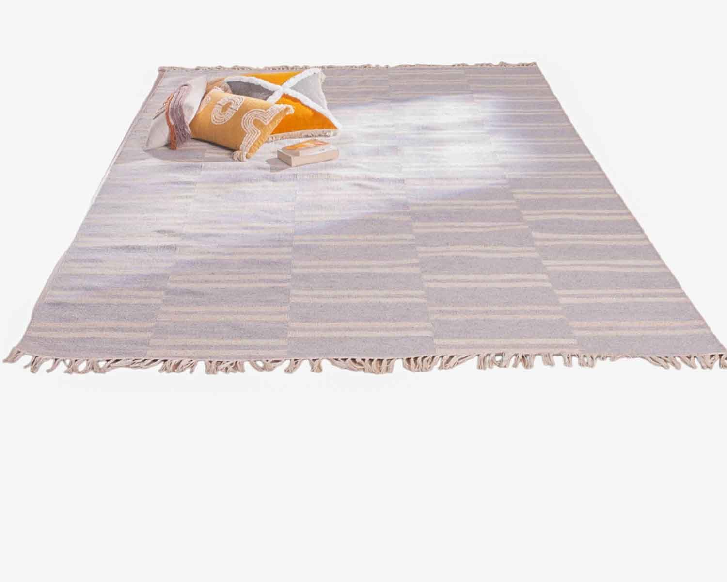 Tappeto "etnico" grande con frange bicolore 200 x 300 cm