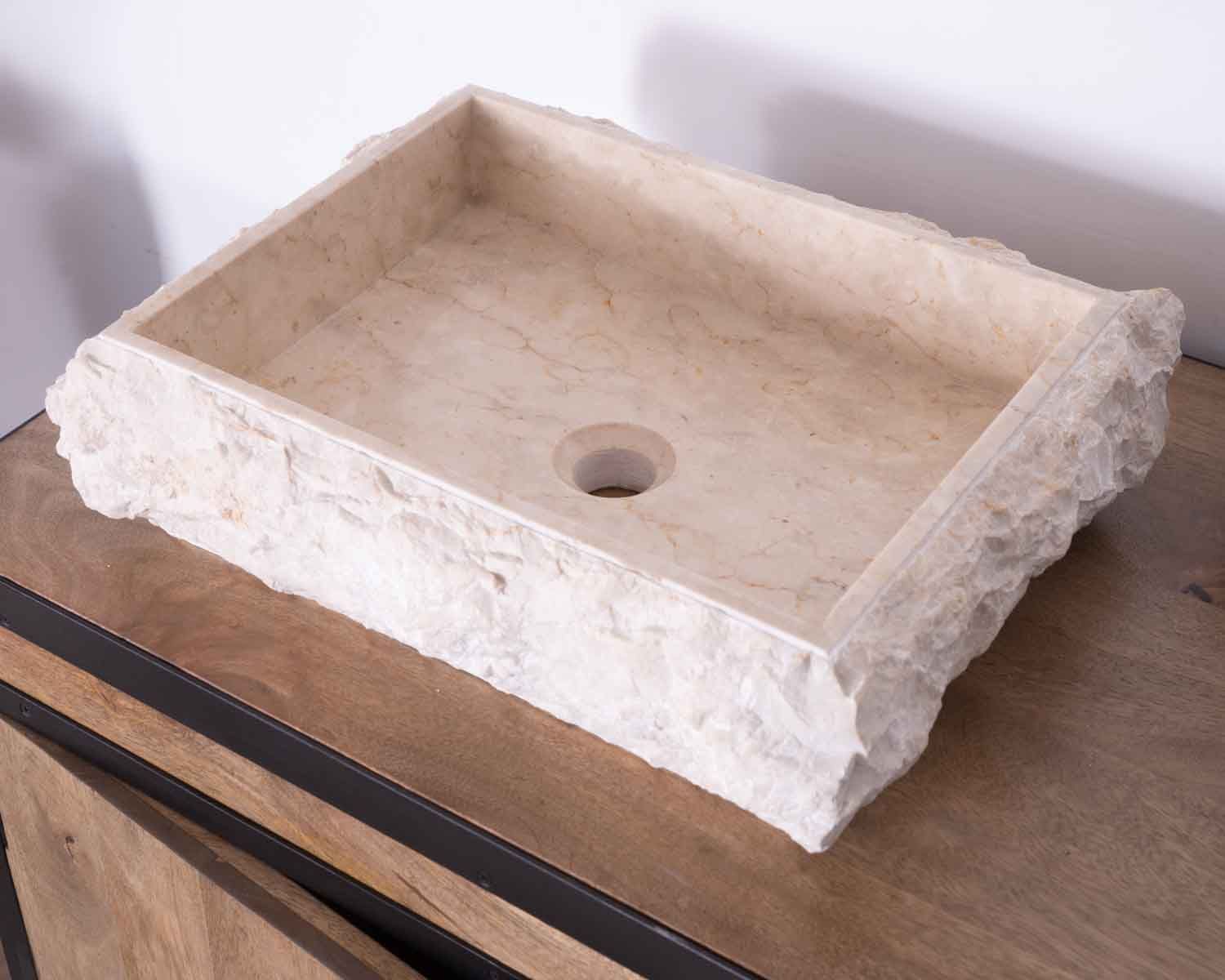 Vasca rettangolare in marmo naturale beige "Stone" con interno lucido