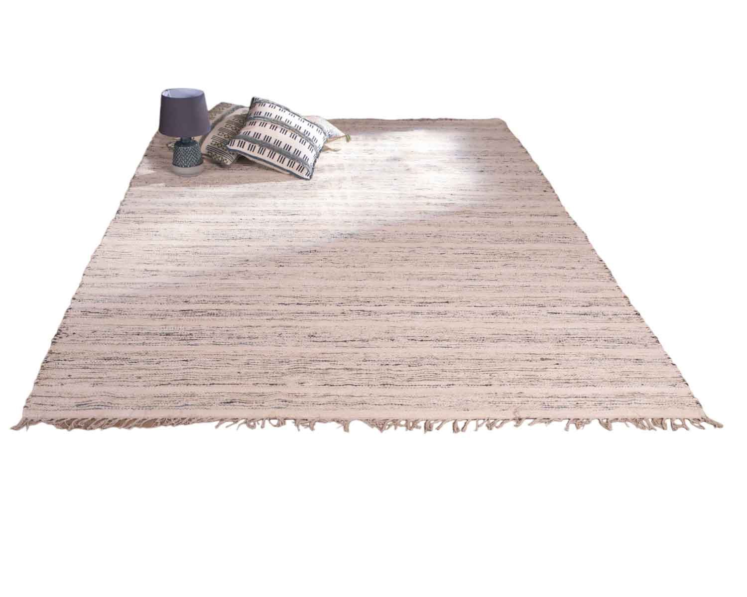 Tappeto "estero" in cotone e juta tessuto a mano con frange 120x180cm