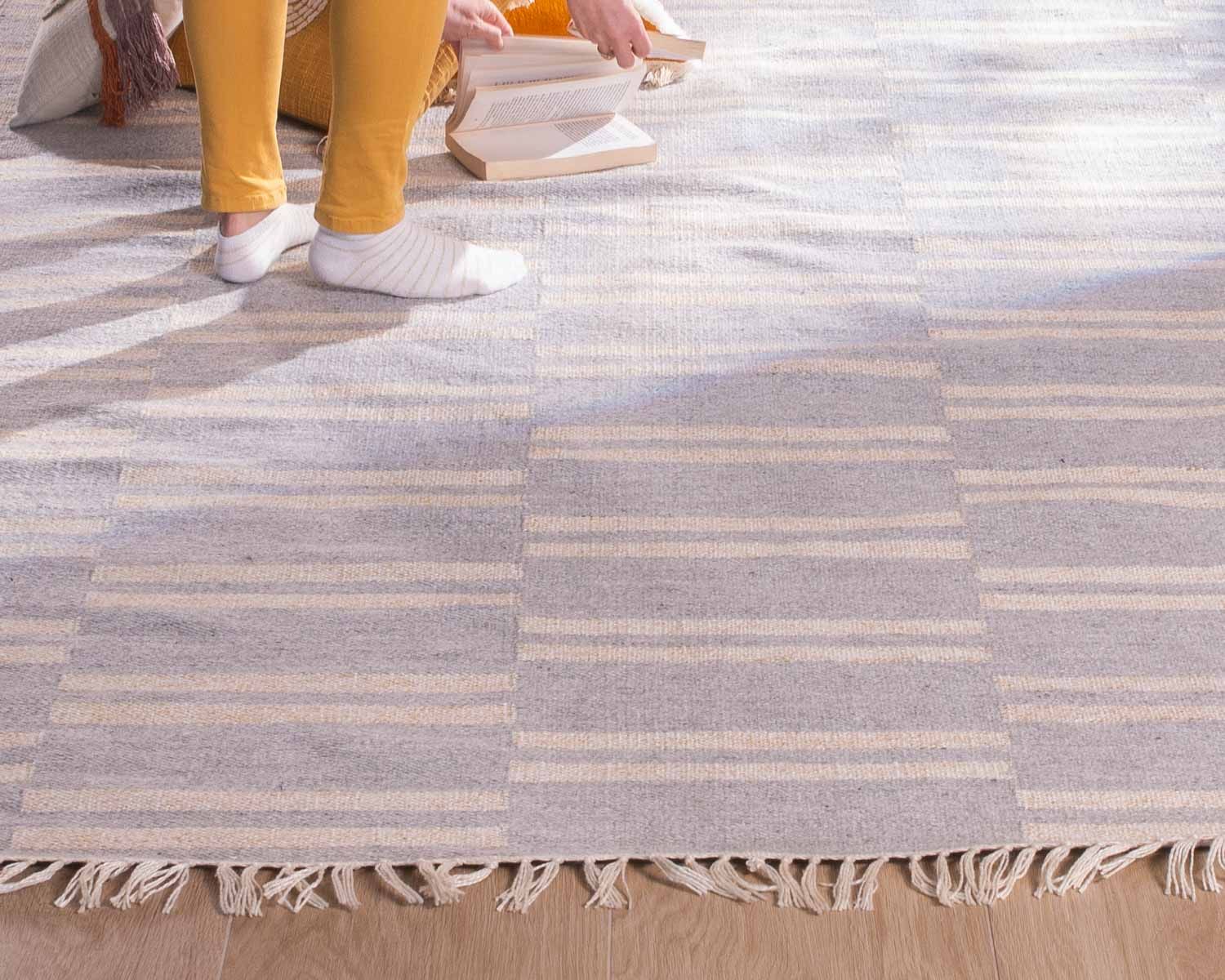 Tappeto "etnico" grande con frange bicolore 200 x 300 cm