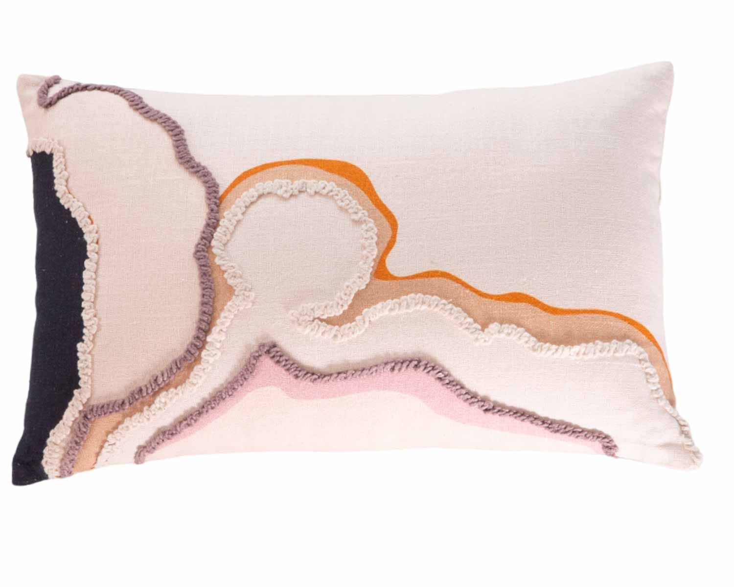 Cuscino in tessuto ricamato e stampato "Matis" 50 x 30 cm