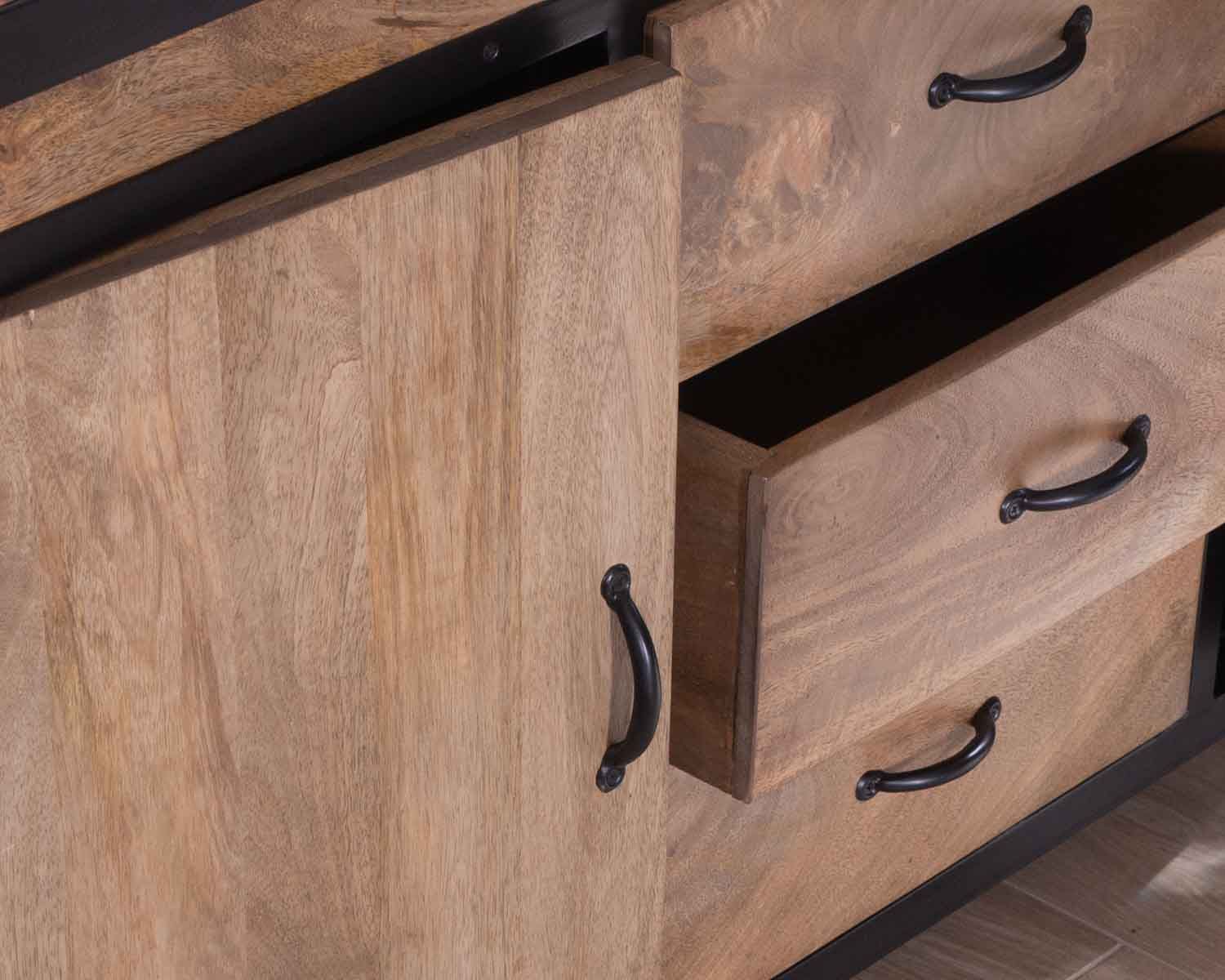 Mobiletto industriale "Atelier" da 150 cm in mango massiccio e metallo