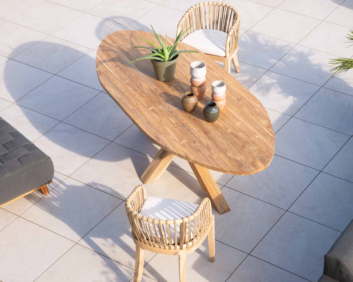 Sedia da giardino "Wilma" in teak e rattan