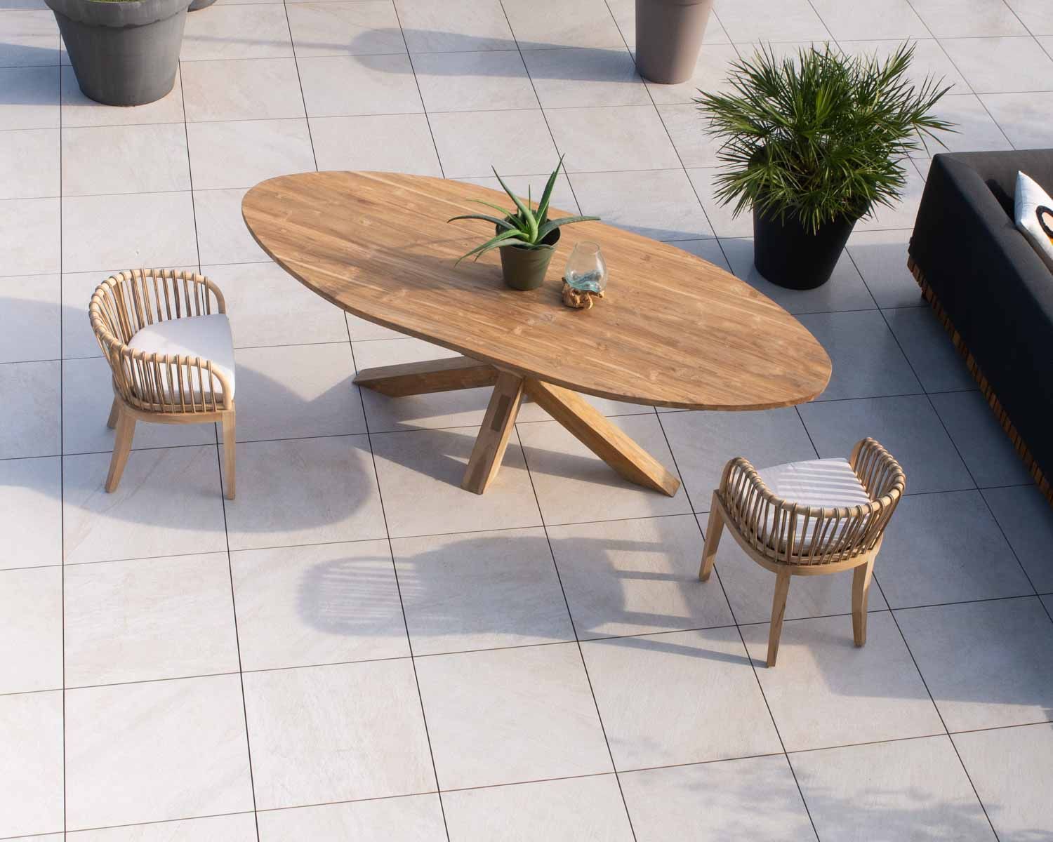 Sedia da giardino "Wilma" in teak e rattan