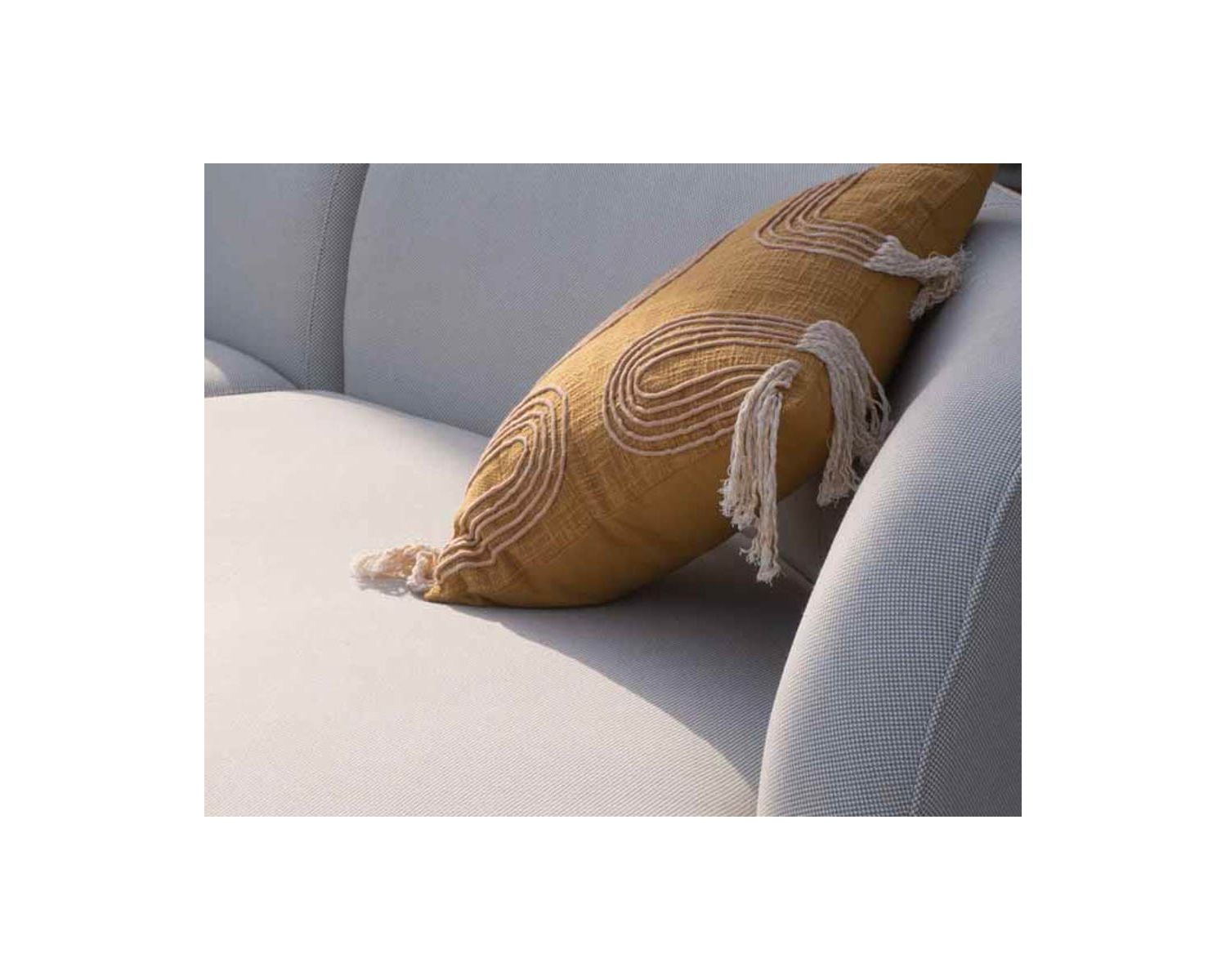 Cuscino "etnico" in tessuto di cotone fiammato 45 x 45 cm beige e giallo