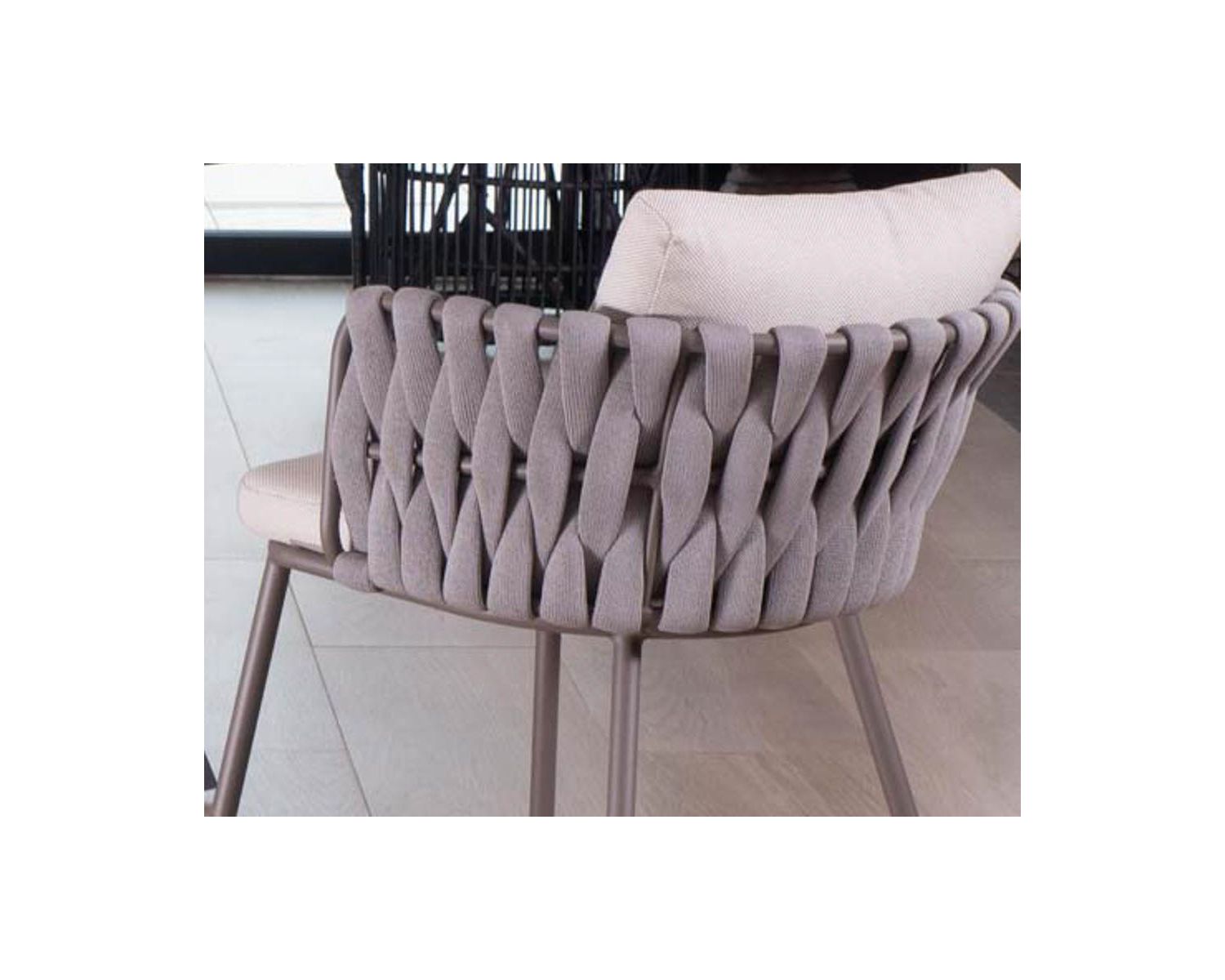 Set di 2 sedie da giardino di alta gamma "Chinon" in tessuto grigio e alluminio