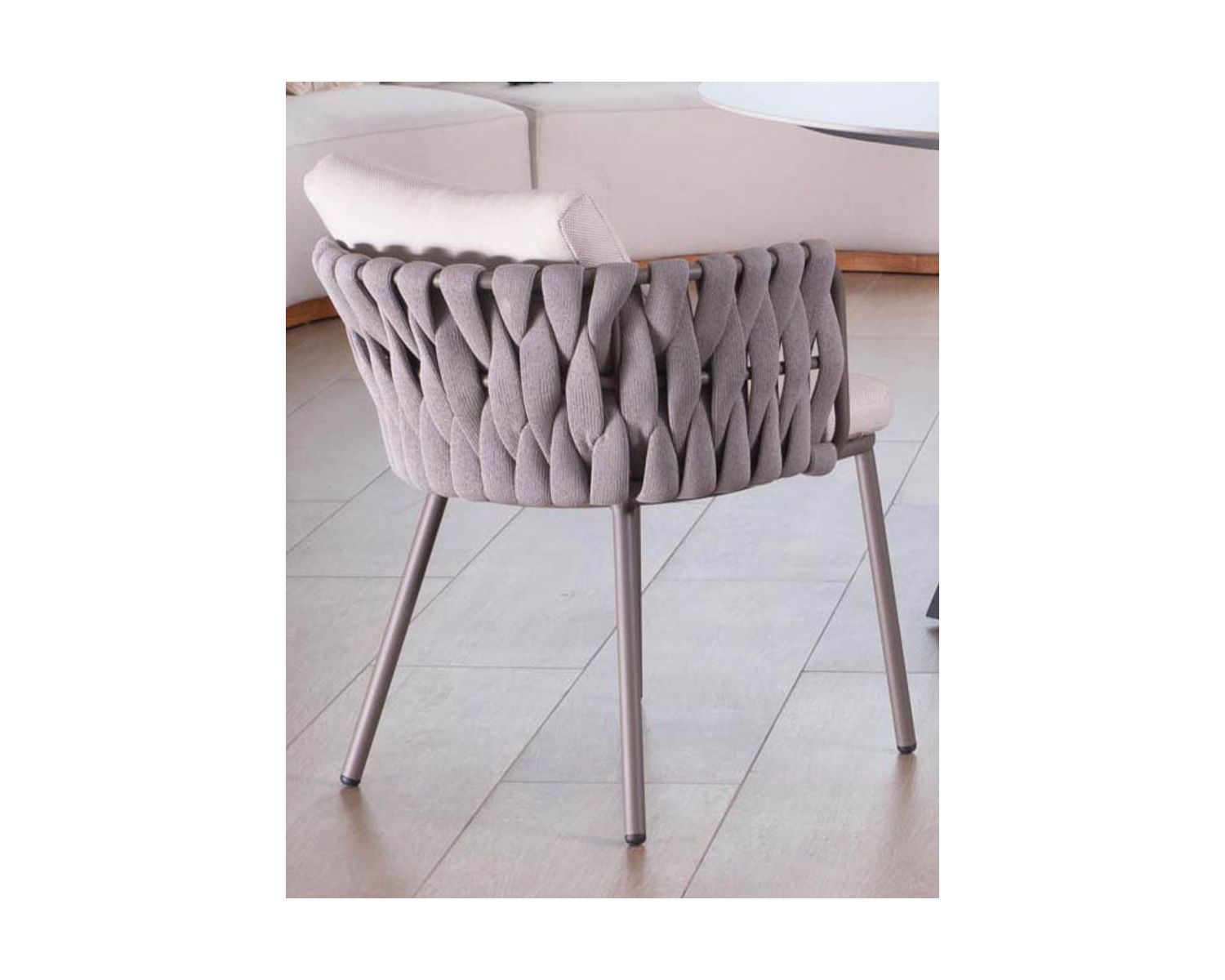 Set di 2 sedie da giardino di alta gamma "Chinon" in tessuto grigio e alluminio