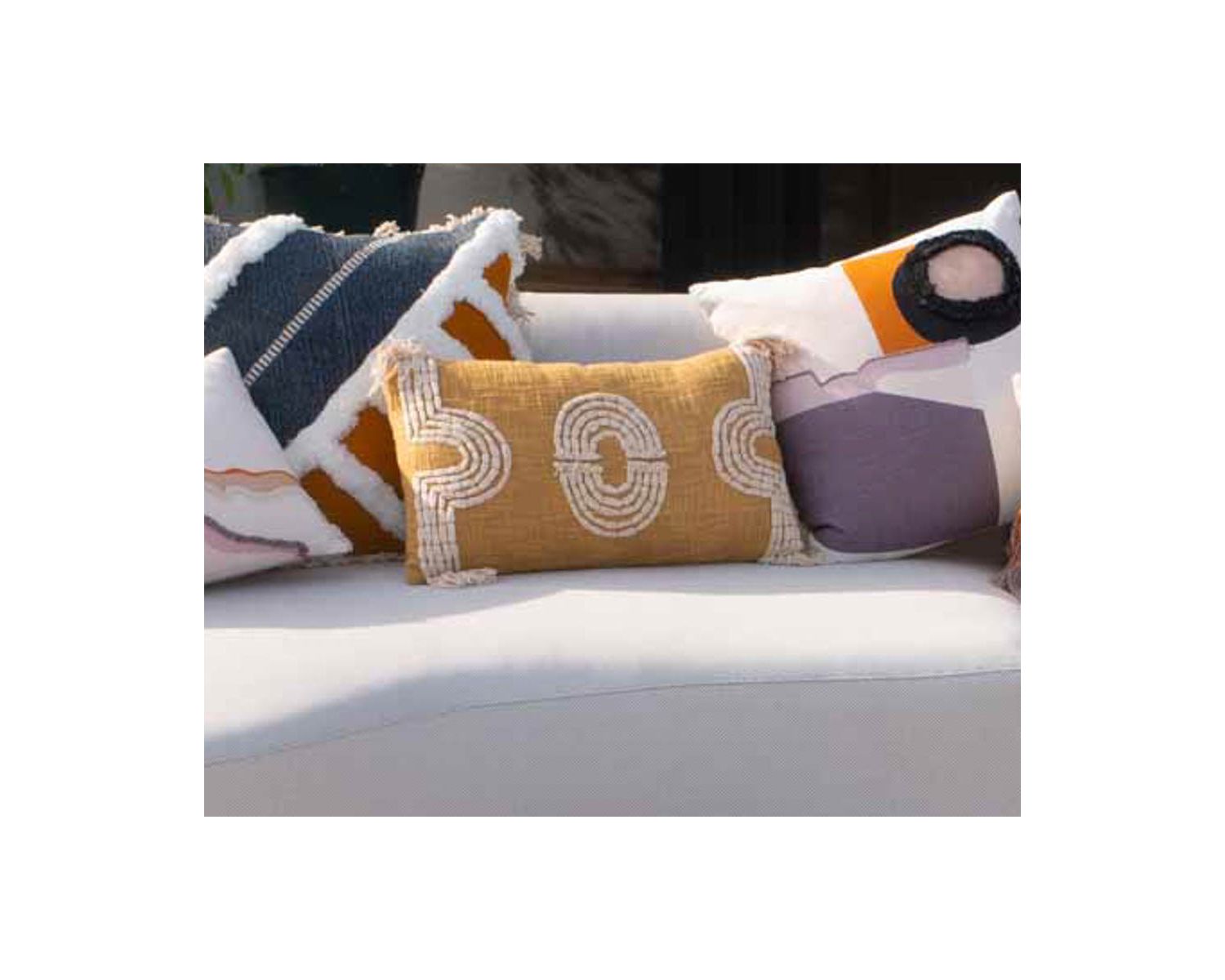 Cuscino rettangolare "etnico" 30 x 50 cm in cotone naturale