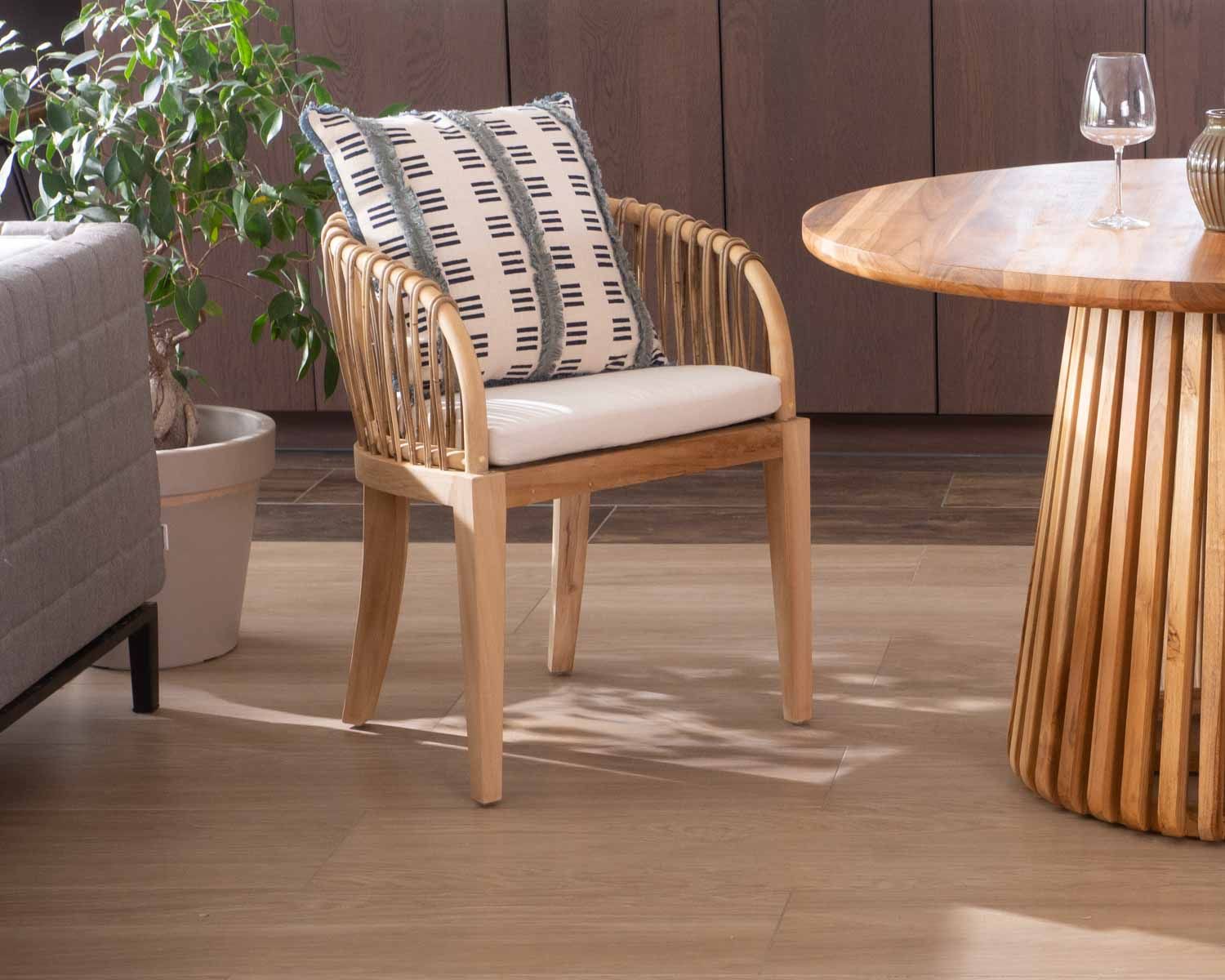 Sedia da giardino "Wilma" in teak e rattan