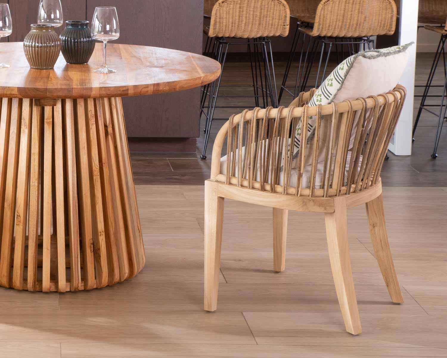 Sedia da giardino "Wilma" in teak e rattan