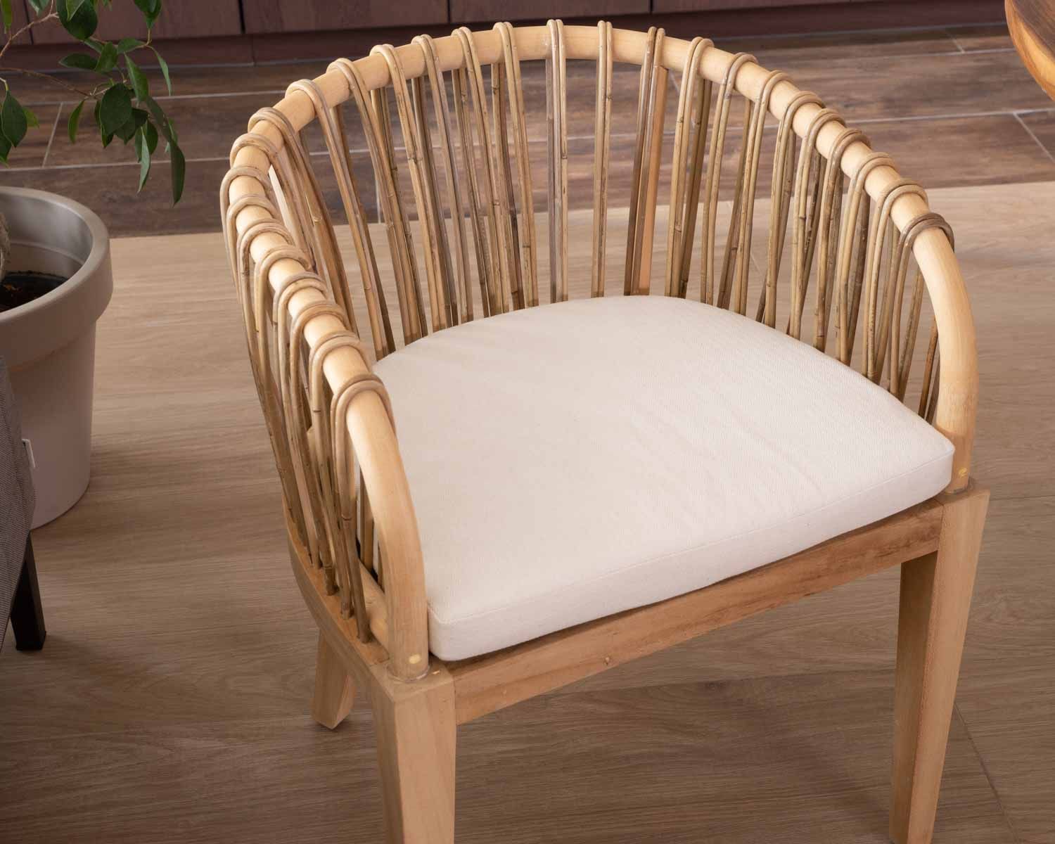 Sedia da giardino "Wilma" in teak e rattan