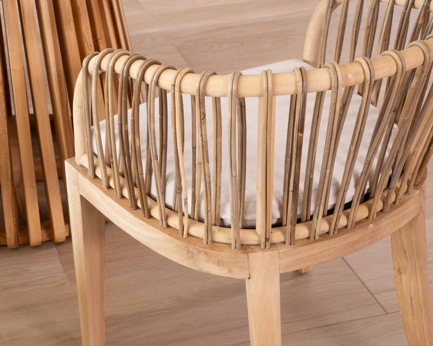 Sedia da giardino "Wilma" in teak e rattan