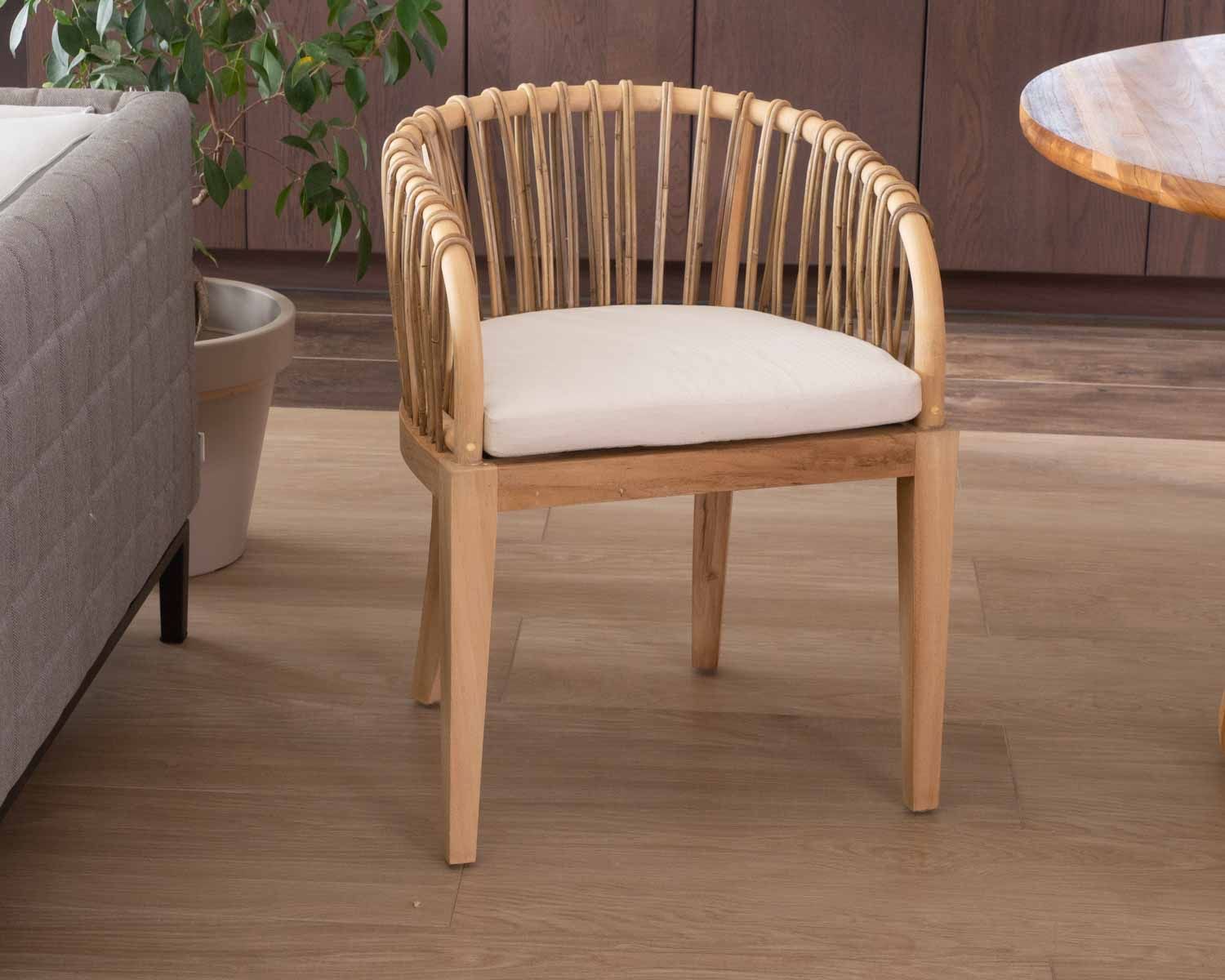 Sedia da giardino "Wilma" in teak e rattan