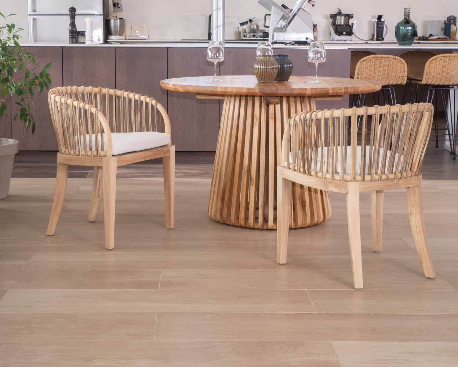 Sedia da giardino "Wilma" in teak e rattan