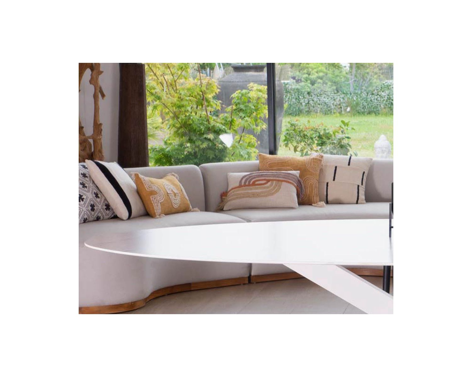 Cuscino rettangolare "etnico" 30 x 50 cm in cotone naturale