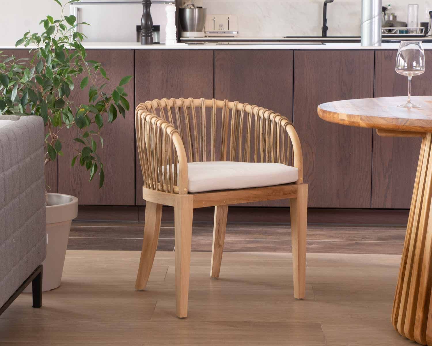 Sedia da giardino "Wilma" in teak e rattan