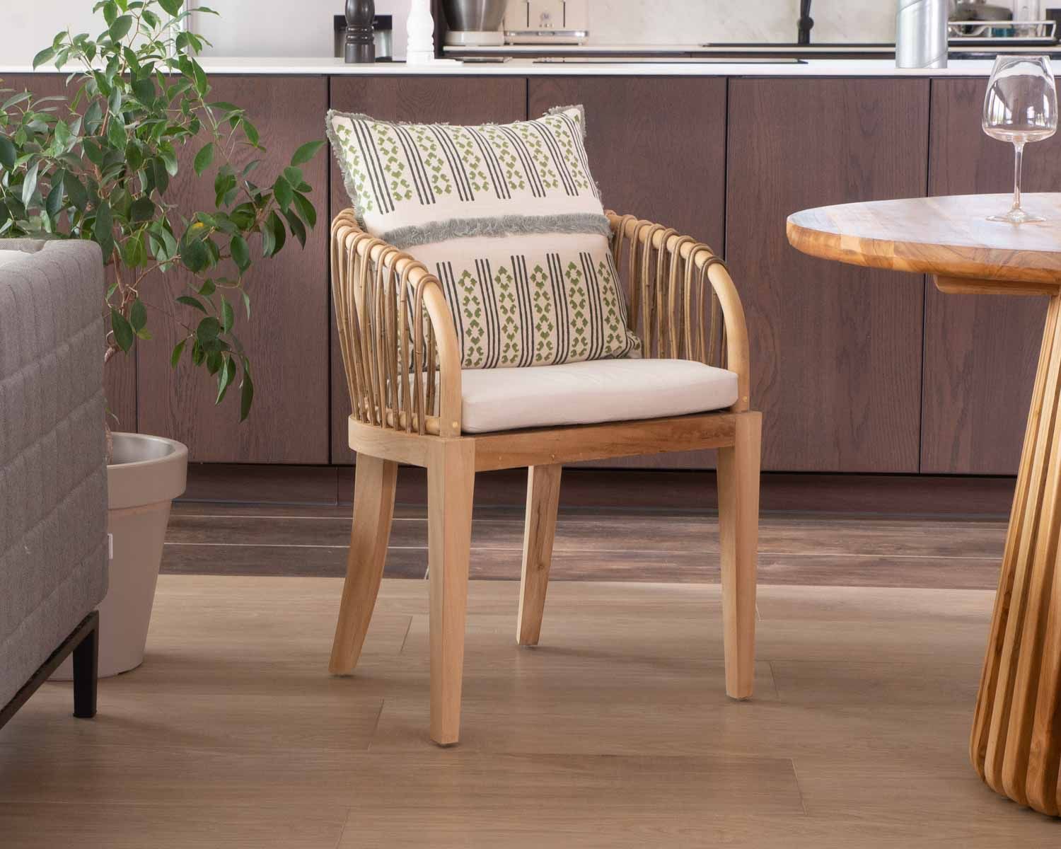 Sedia da giardino "Wilma" in teak e rattan