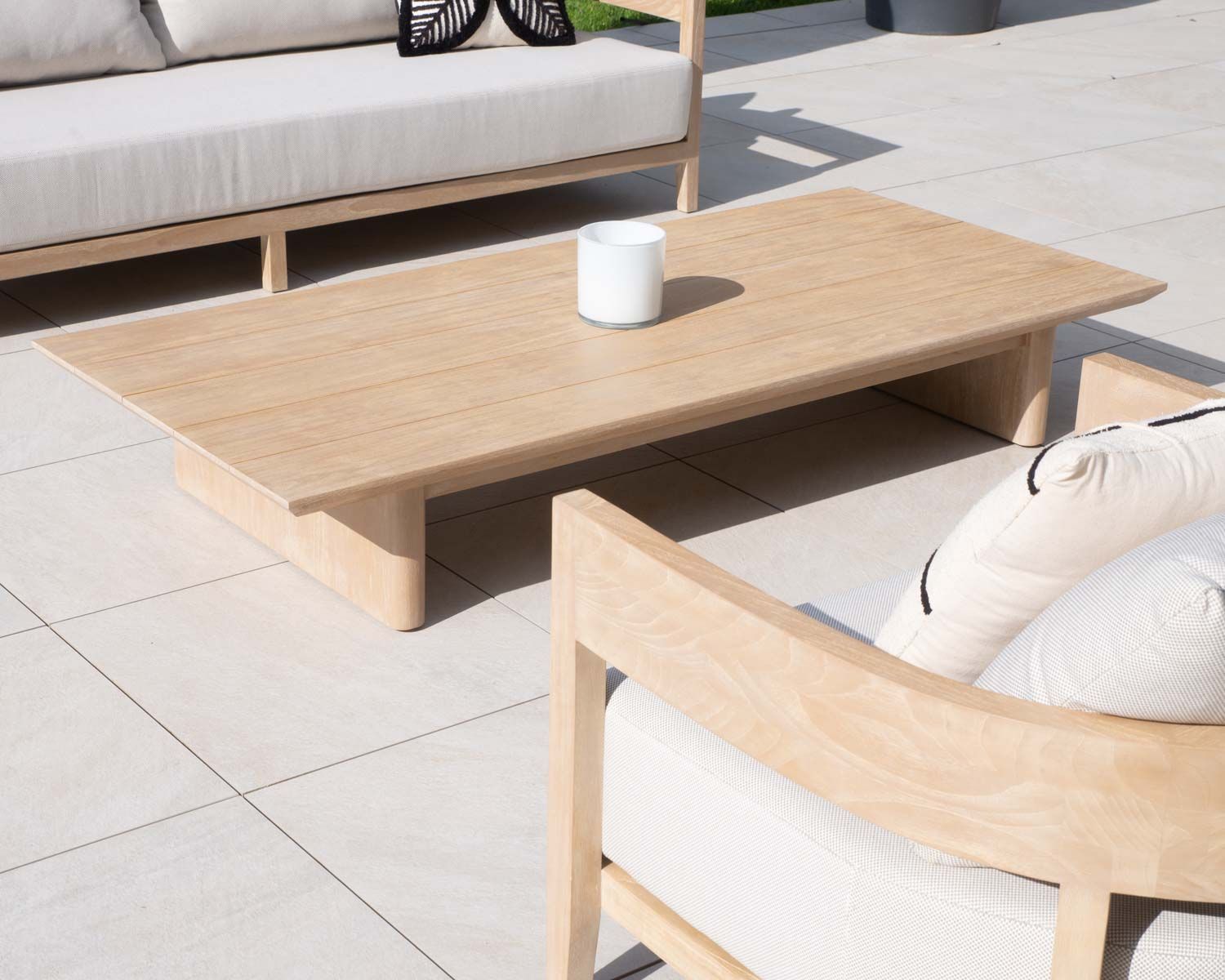 Tavolino rettangolare in teak massiccio in stile "Blois