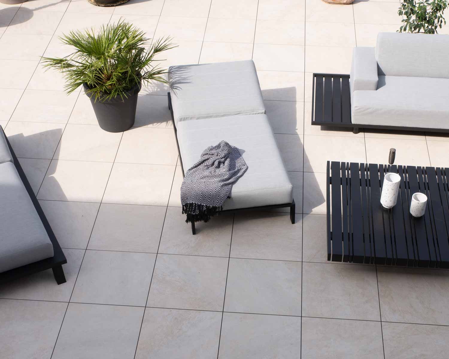 Tessuto Sunbrella comfort grigio chiaro nero struttura in alluminio "Terrasse"