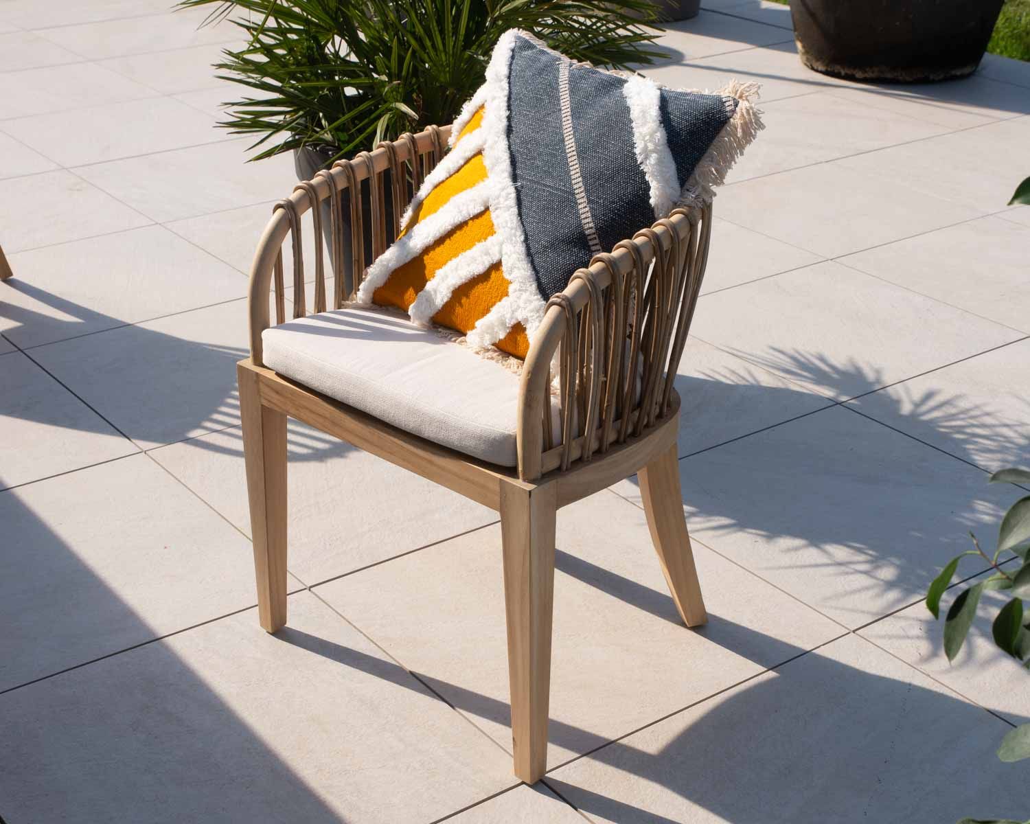 Sedia da giardino "Wilma" in teak e rattan