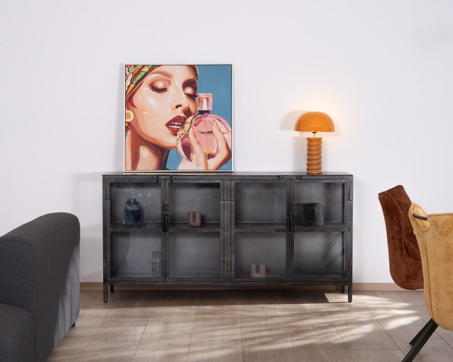Credenza in metallo smaltato "Black Cook" a 4 ante
