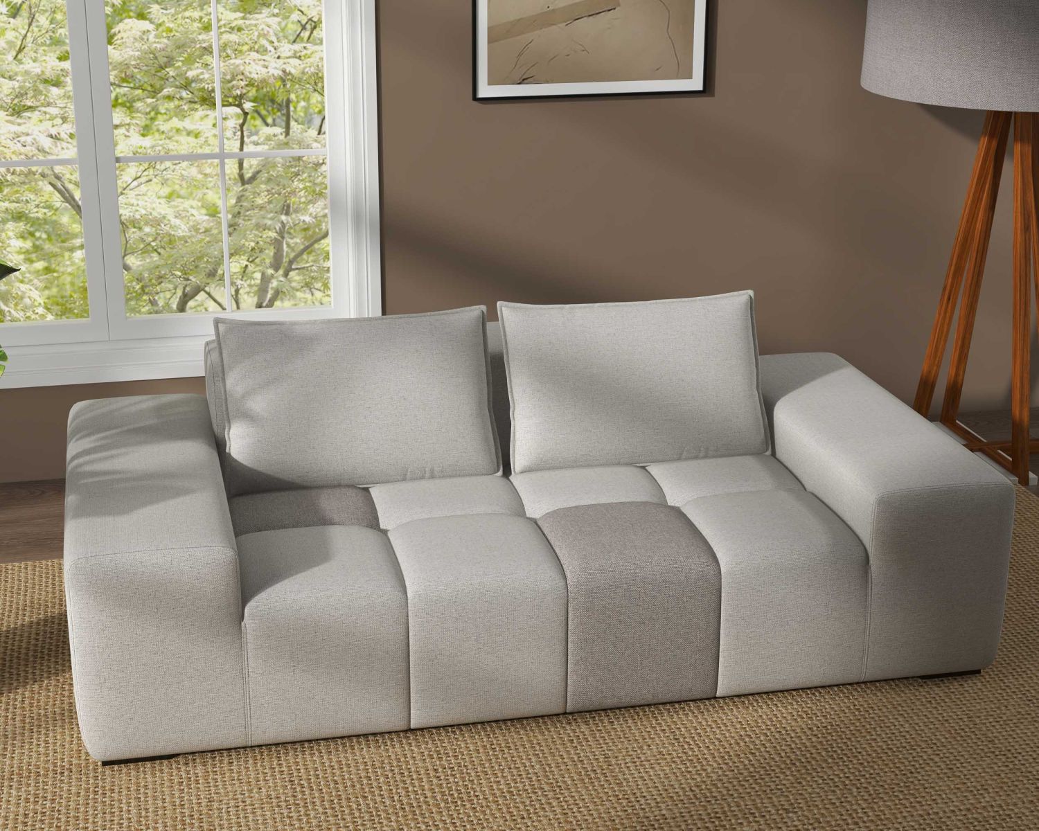 Divano basso a 2 posti in beige e grigio "Casa Nova" design lounge & chill