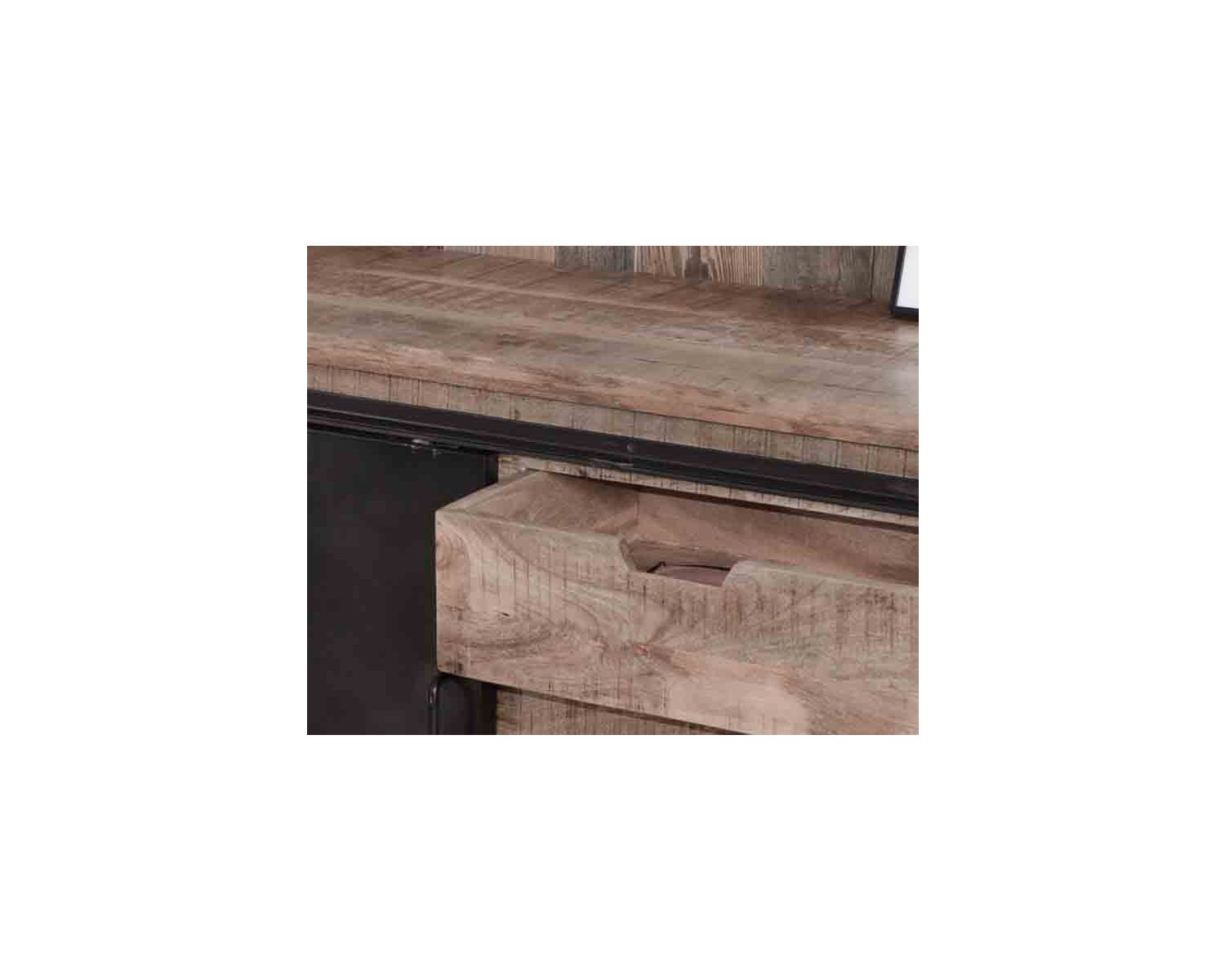 Credenza industriale "Caractère" con ante scorrevoli e cassetti in legno 180cm