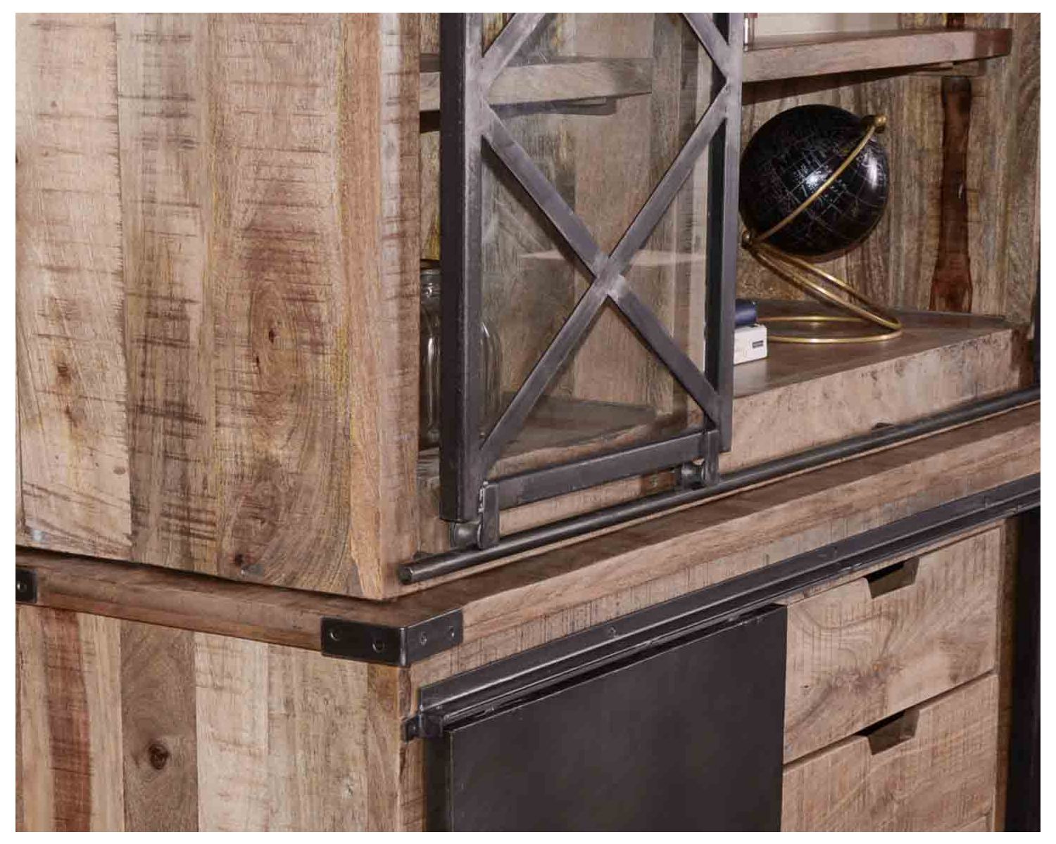 Grande vetrina in metallo, vetro e legno "Caractère" 180 cm