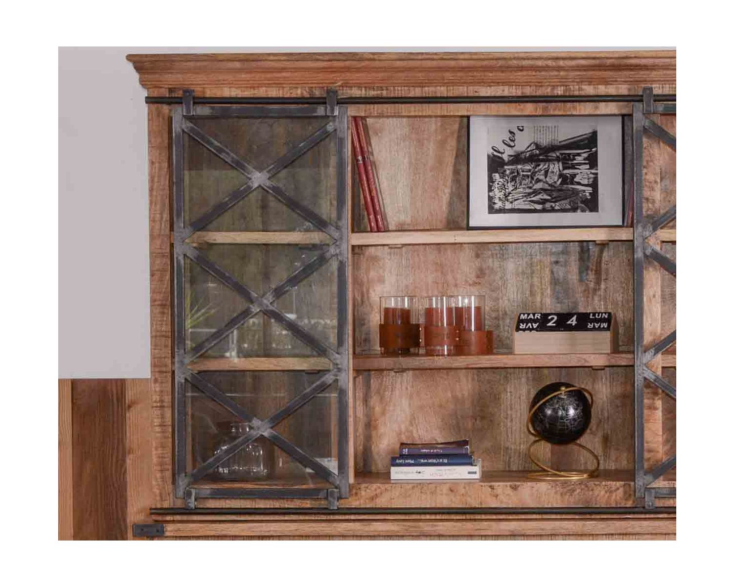 Grande vetrina in metallo, vetro e legno "Caractère" 180 cm