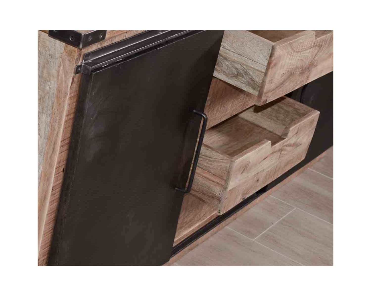 Grande vetrina in metallo, vetro e legno "Caractère" 180 cm