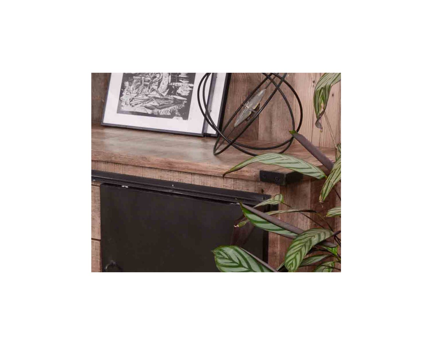 Credenza industriale "Caractère" con ante scorrevoli e cassetti in legno 180cm