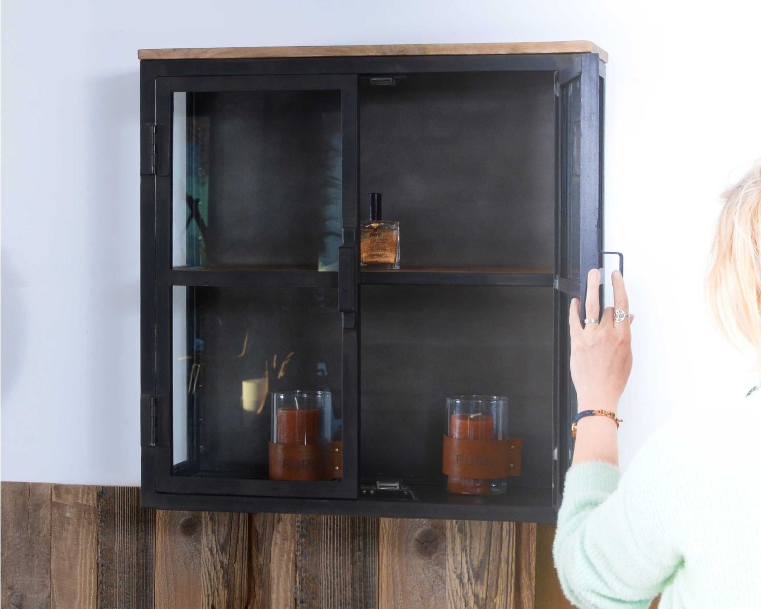 Vetrina a 2 ante in metallo antracite e vetro "Black Cook"