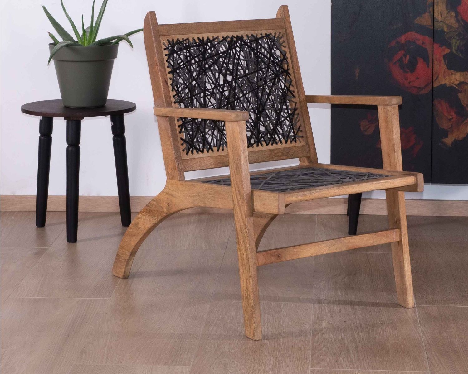 Poltrona etnica "Pop Vintage" in faggio e corda