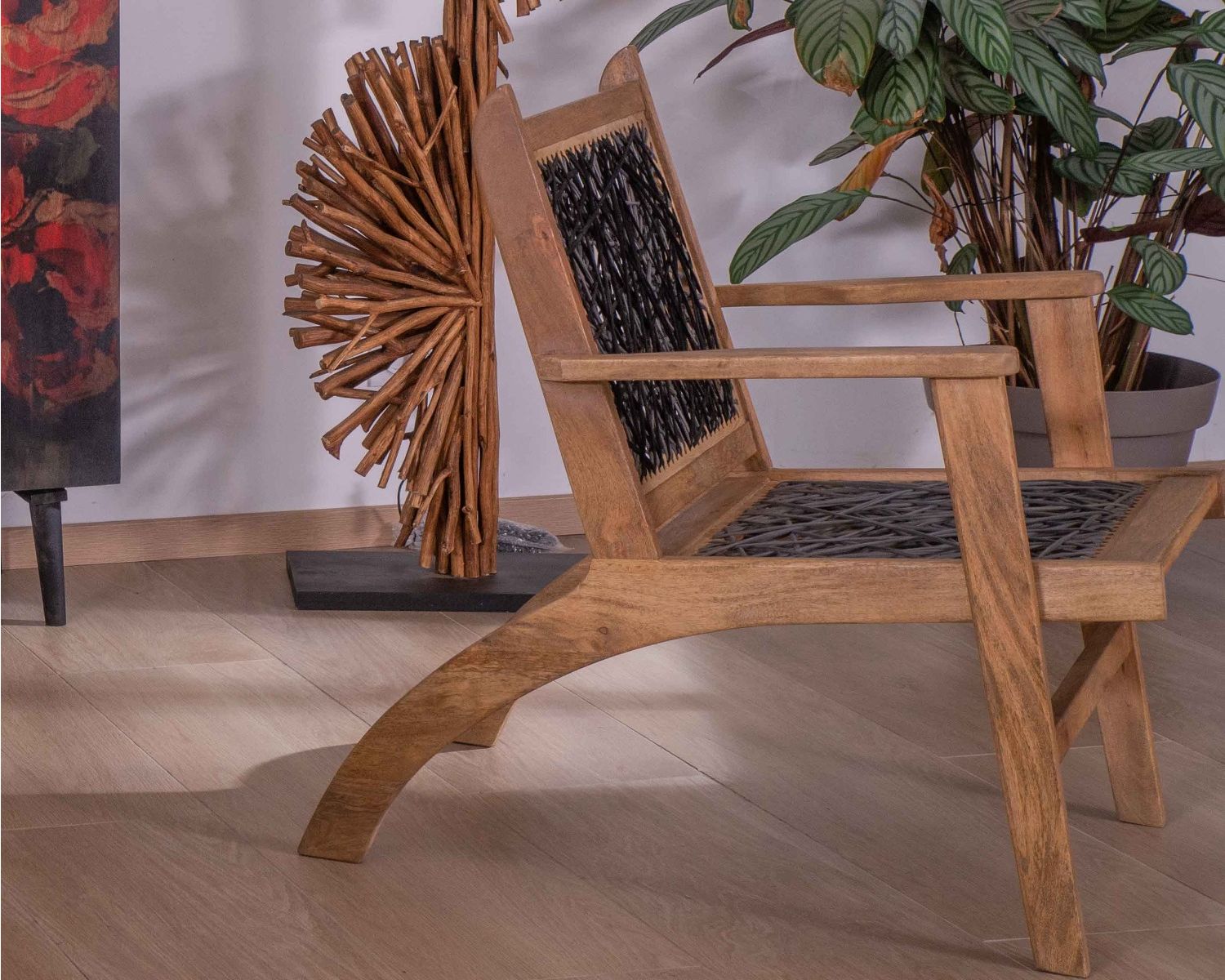 Poltrona etnica "Pop Vintage" in faggio e corda