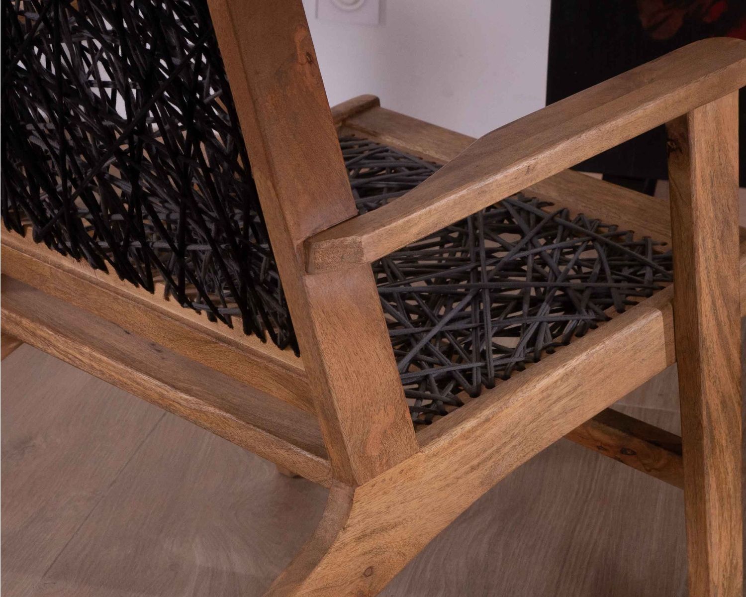 Poltrona etnica "Pop Vintage" in faggio e corda