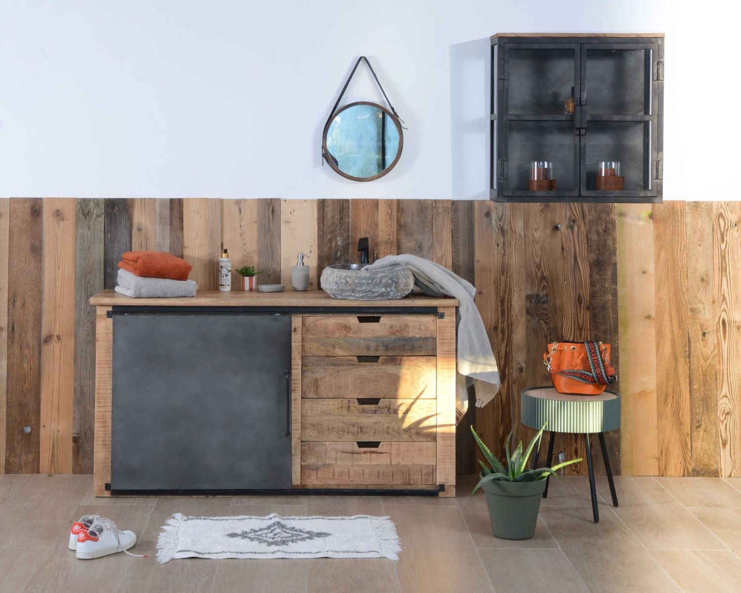 Vetrina a 2 ante in metallo antracite e vetro "Black Cook"