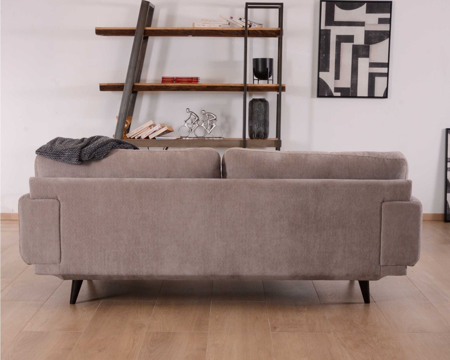 Divano 2/3 posti in tessuto grigio beige "Nogales" Casita 210cm
