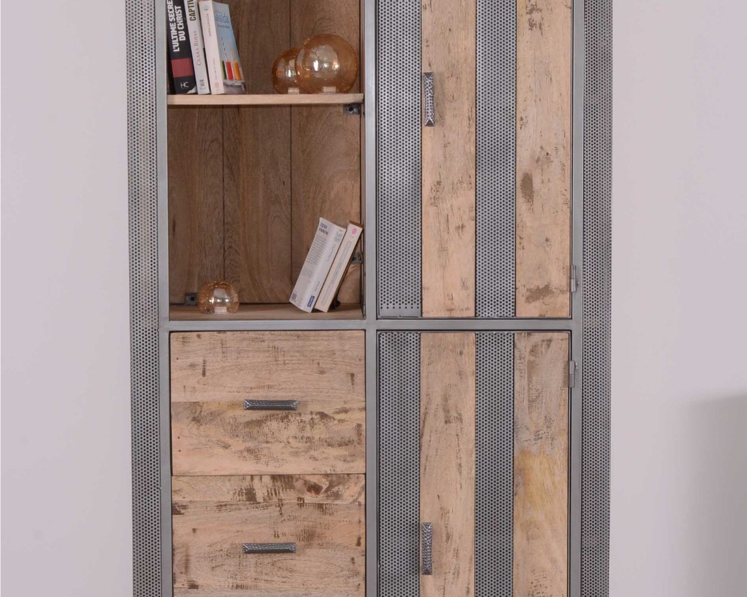 Libreria multiuso in legno e metallo "Graf" in stile industriale