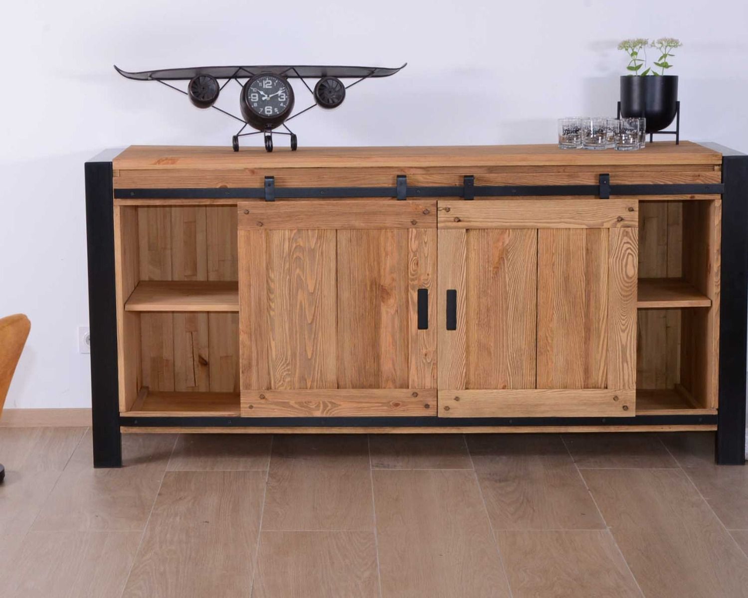 Credenza industriale "Lugano" con ante scorrevoli