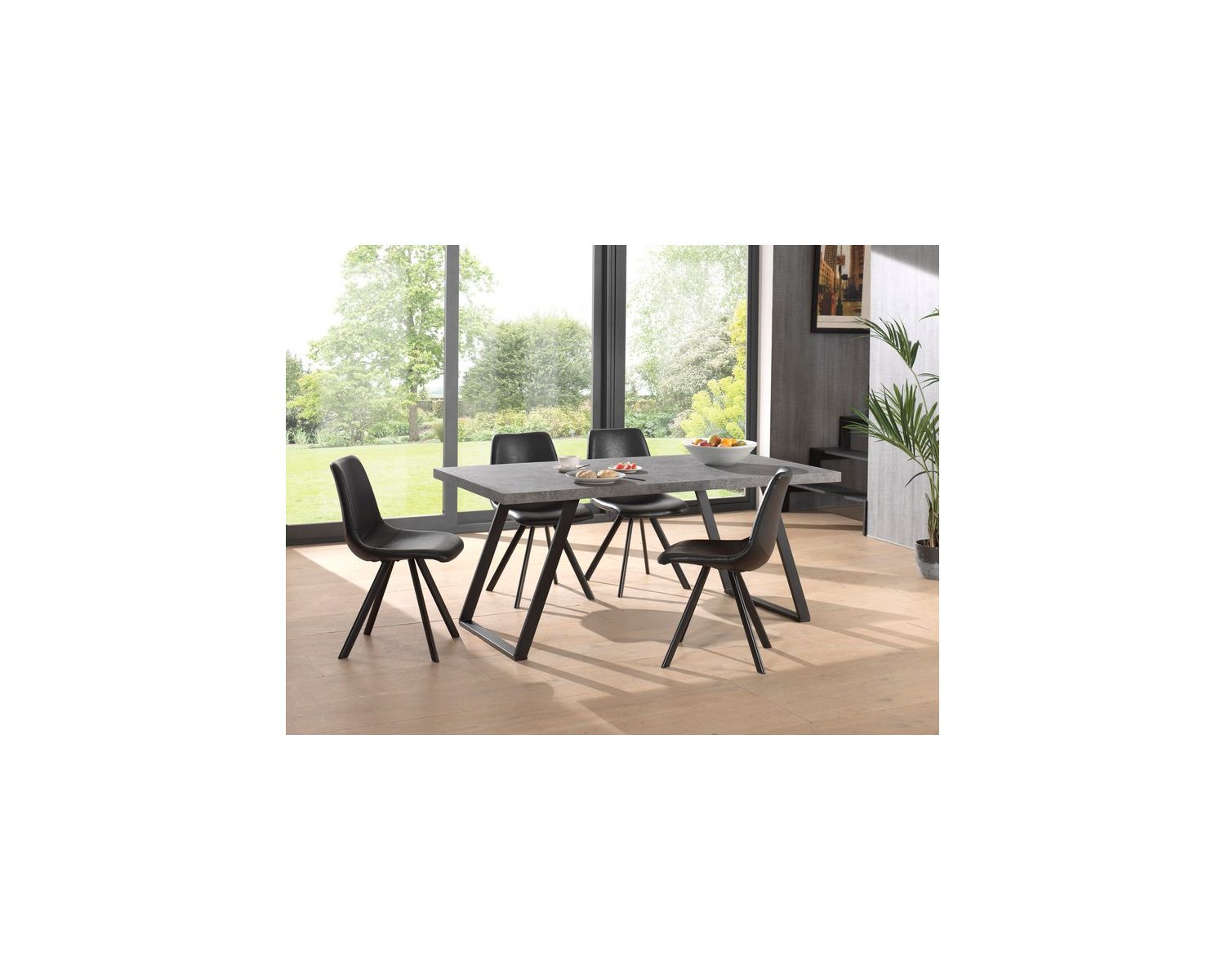 Set di 2 sedie in stile moderno "Loin" in similpelle nera