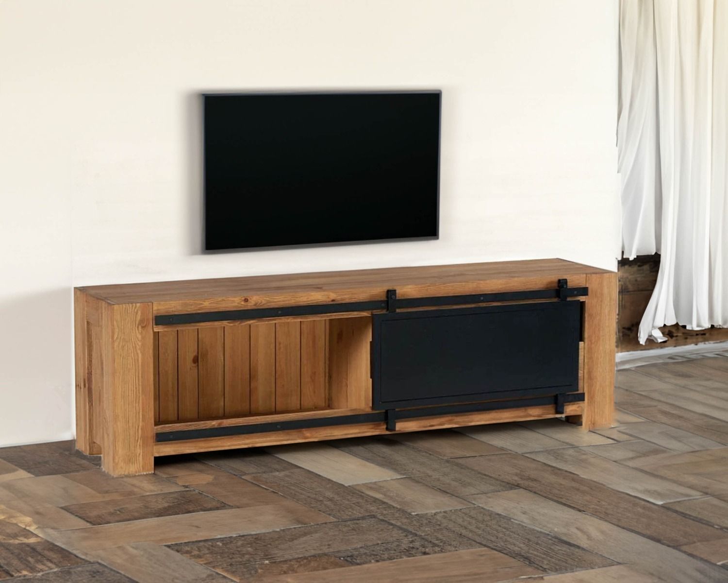 Porta TV "Cooper" Casita in metallo e legno con anta scorrevole 180 cm