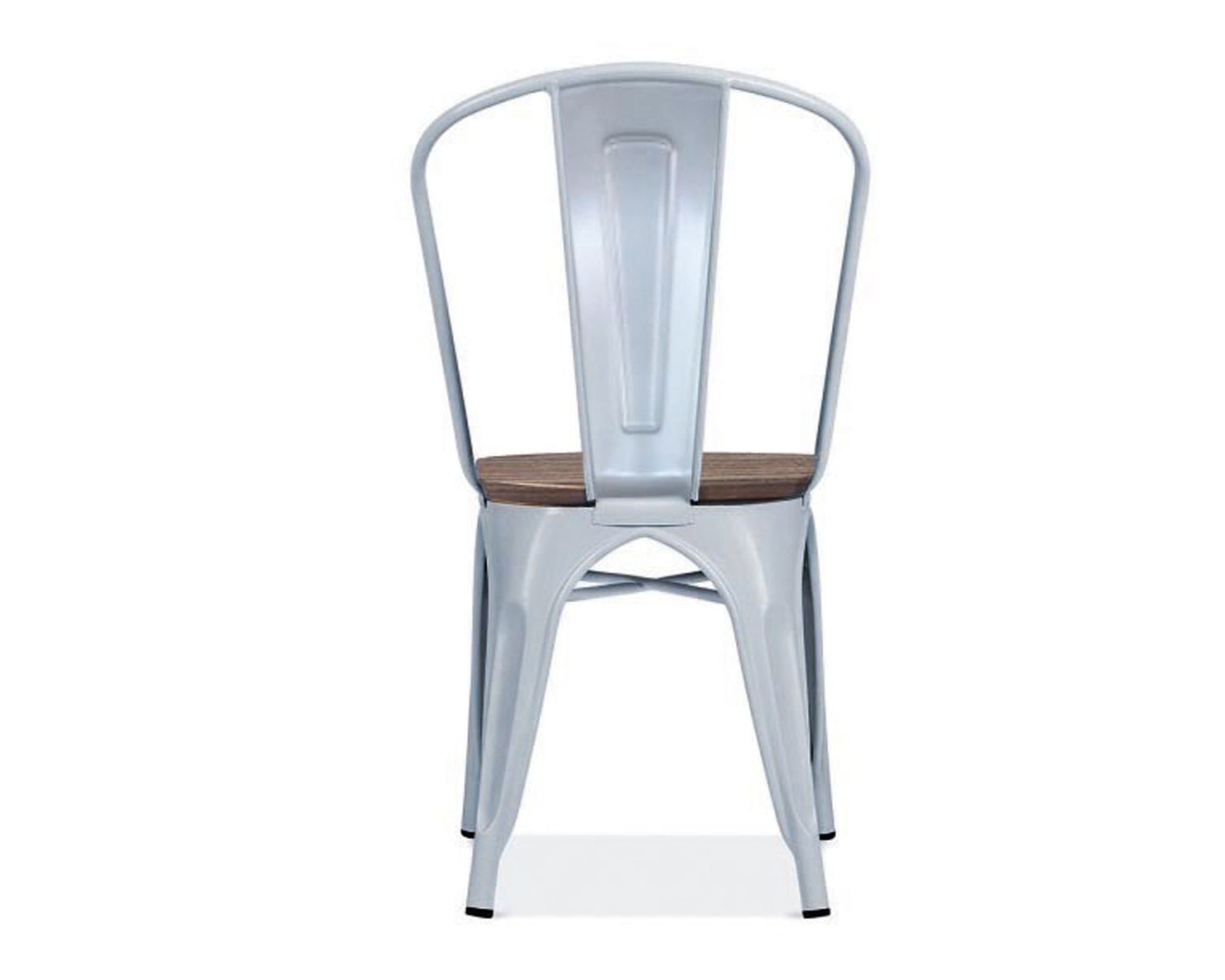 Sedia bistrot "Industry" in metallo grigio chiaro e legno massiccio