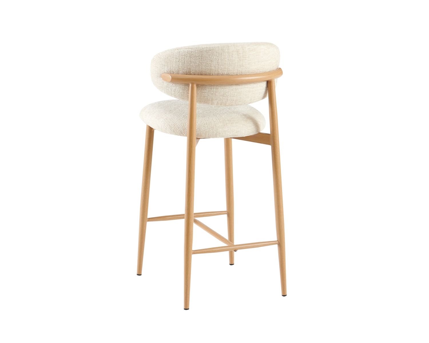 Set di 2 sedie a media altezza in stile scandinavo, in tessuto "Arpège" bianco sporco e gambe in metallo effetto legno chiaro