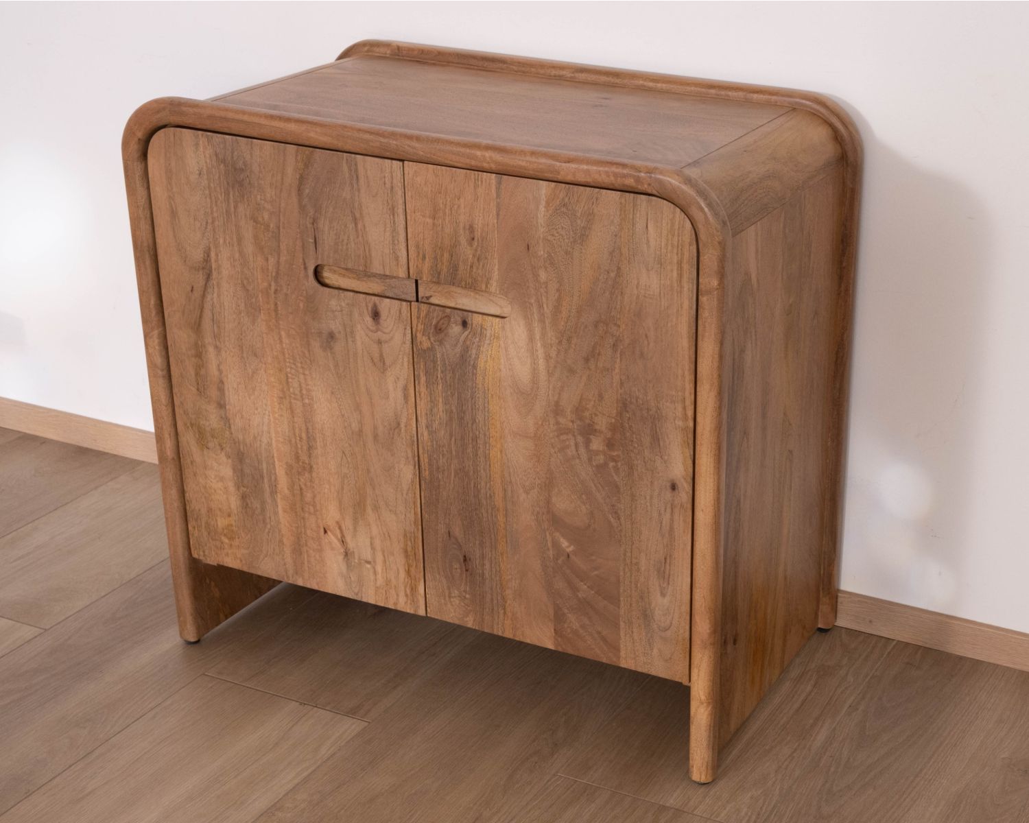 Mobile sottolavabo da 90 cm in legno massello di mango "Spelano", stile neo-vintage