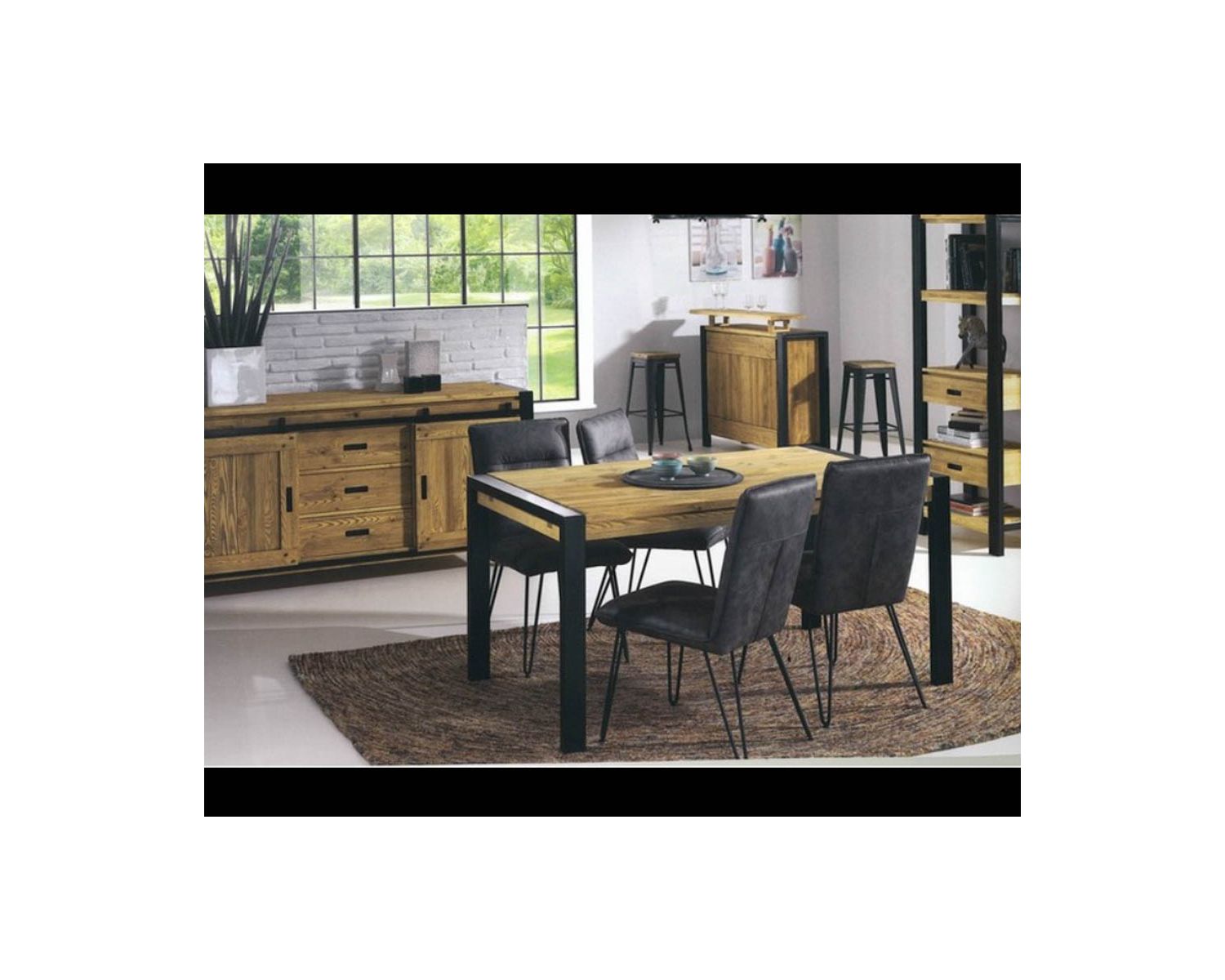 Credenza industriale "Lugano" a 3 cassetti con anta scorrevole